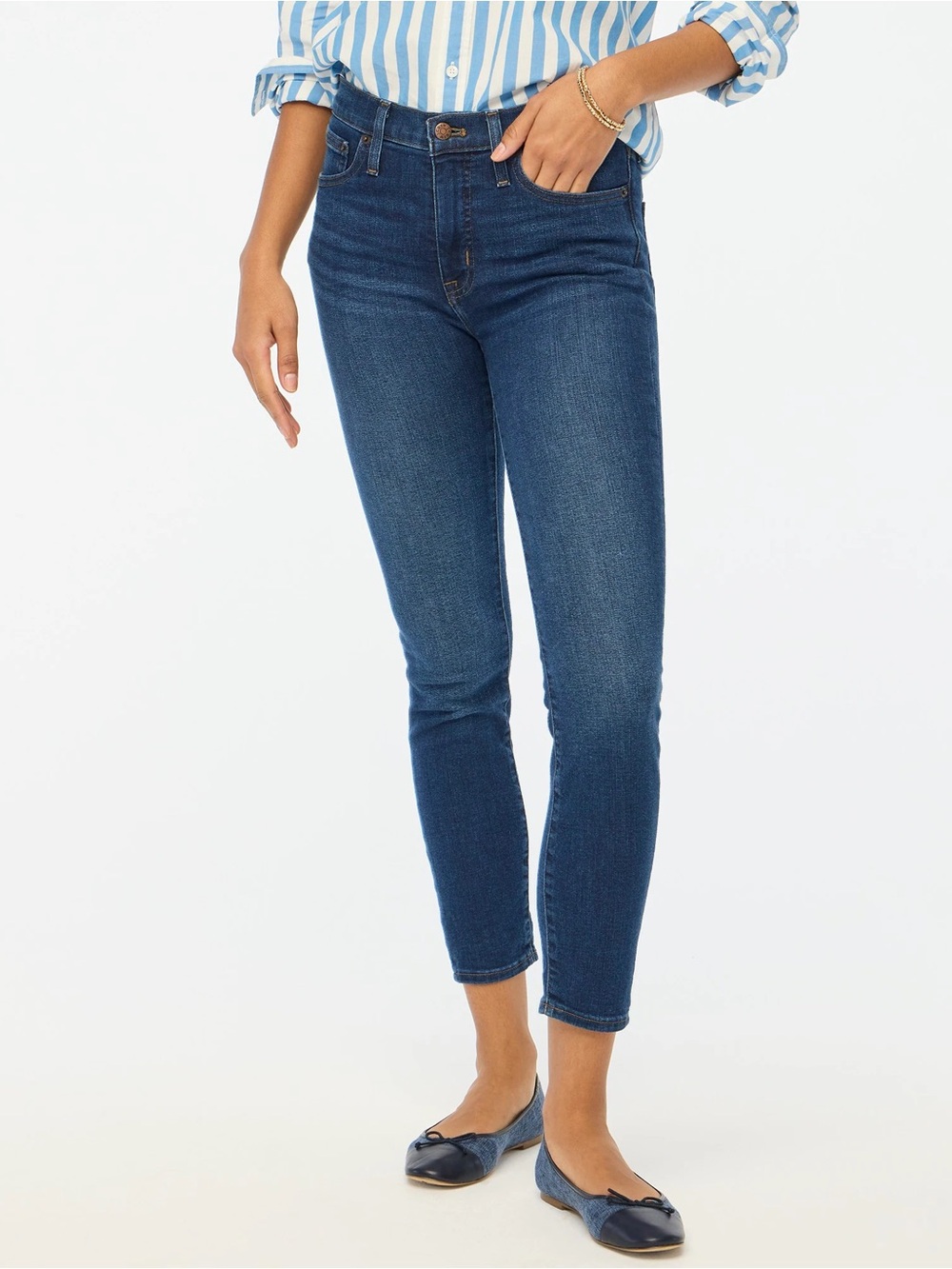 J. Crew Skinny High-Rise Jeans in Dark Blue Denim